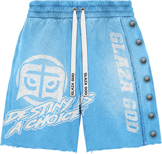GLAZA GOD Heavyweight French Terry Shorts – Blue Wash