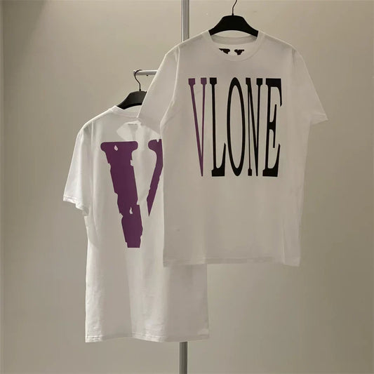 Vlone Stacked Logo Graphic T-Shirt - White/Purple