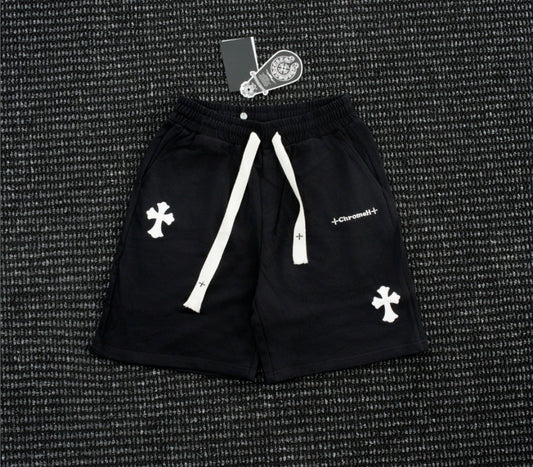 Chrome Hearts Black Drawstring Cross Patch Sweatshorts
