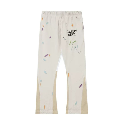 Gallery Dept. Paint Splatter Contrast Panel Sweatpants - Off-White / Cream