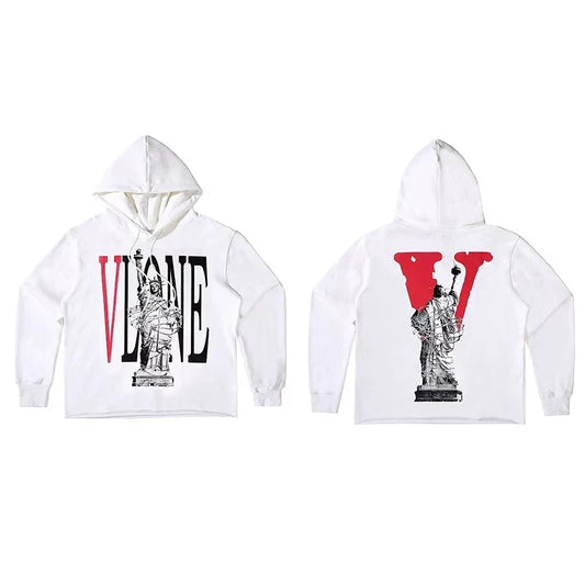 Vlone Statue of Liberty Graphic Hoodie - White/Red