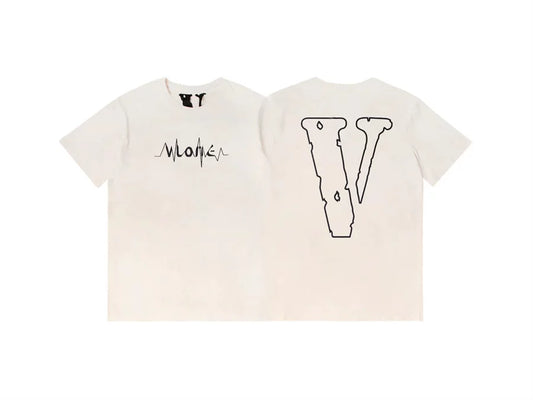 Vlone Outline Pulse Wave Graphic T-Shirt - Off-White