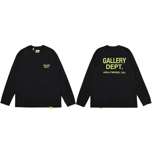 Gallery Dept. Hollywood Logo Long Sleeve T-Shirt - Black/Neon Yellow