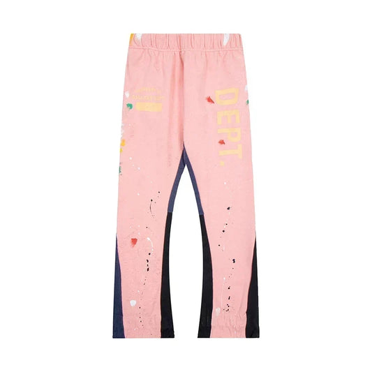 Gallery Dept. "DEPT." Vertical Logo Paint Splatter Contrast Panel Sweatpants - Pink